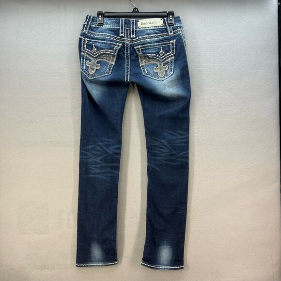 Rock Revival Women's Jeans Size 27 (4) Avery Straight Biker Moto Bling Crystal - Picture 9 of 16